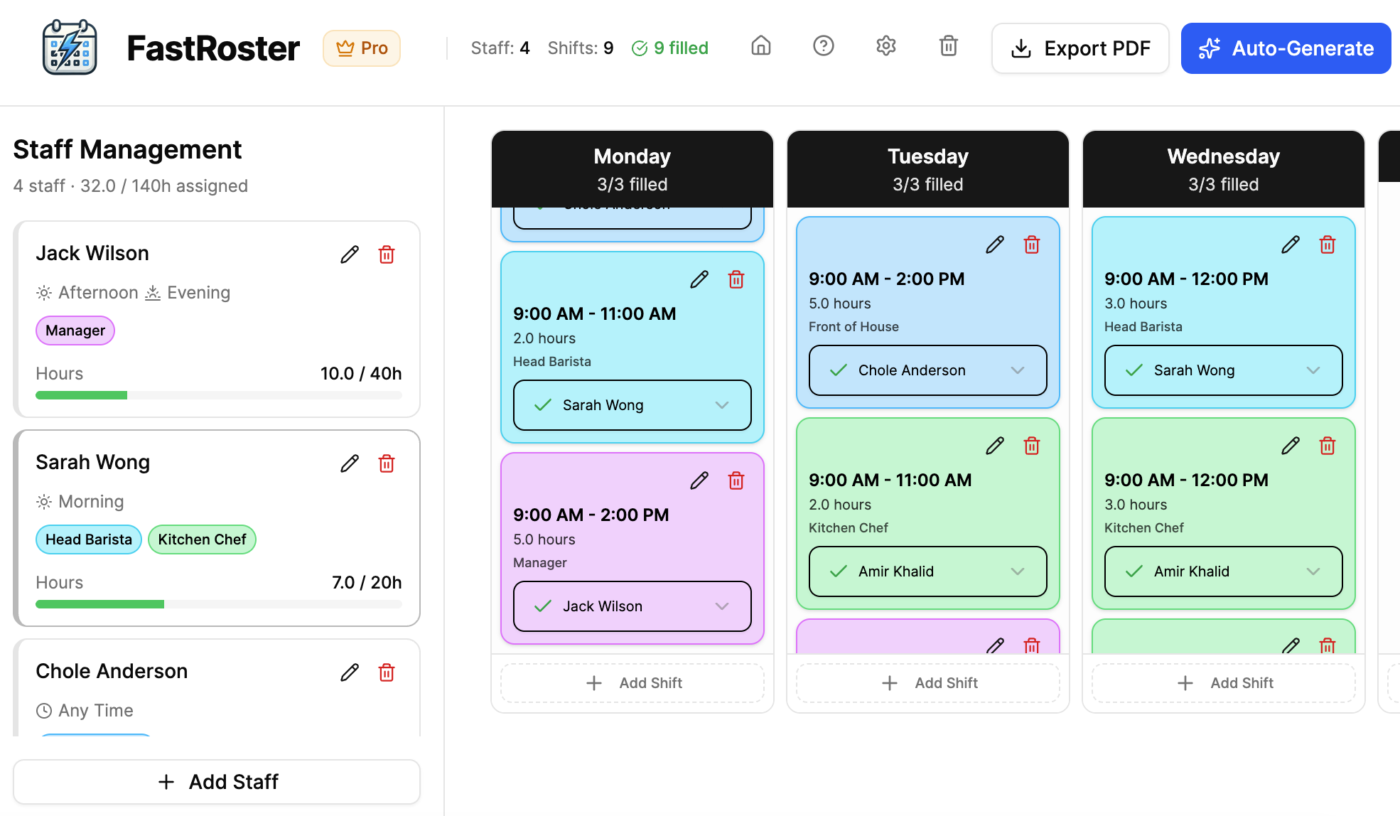 Streamlined Roster FastRoster – Fast, Local-Only Staff Scheduling
